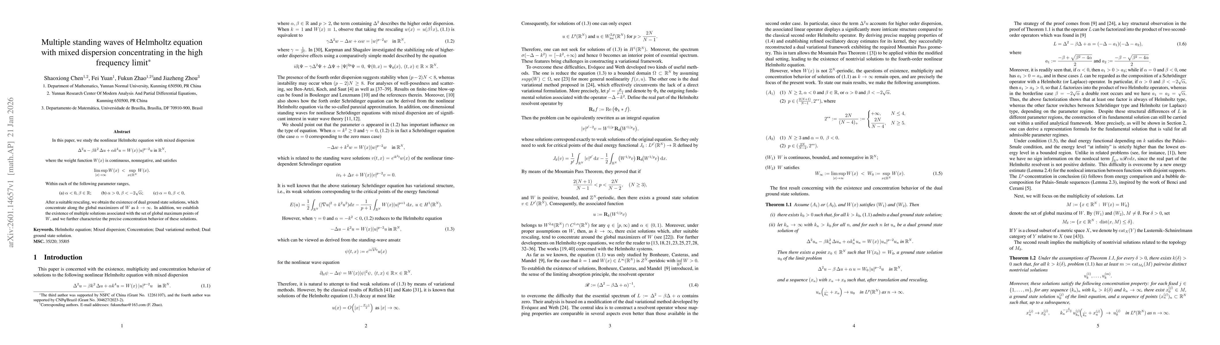 Thumbnail for Multiple standing waves of Helmholtz equation with mixed dispersion concentrating in the high frequency limit