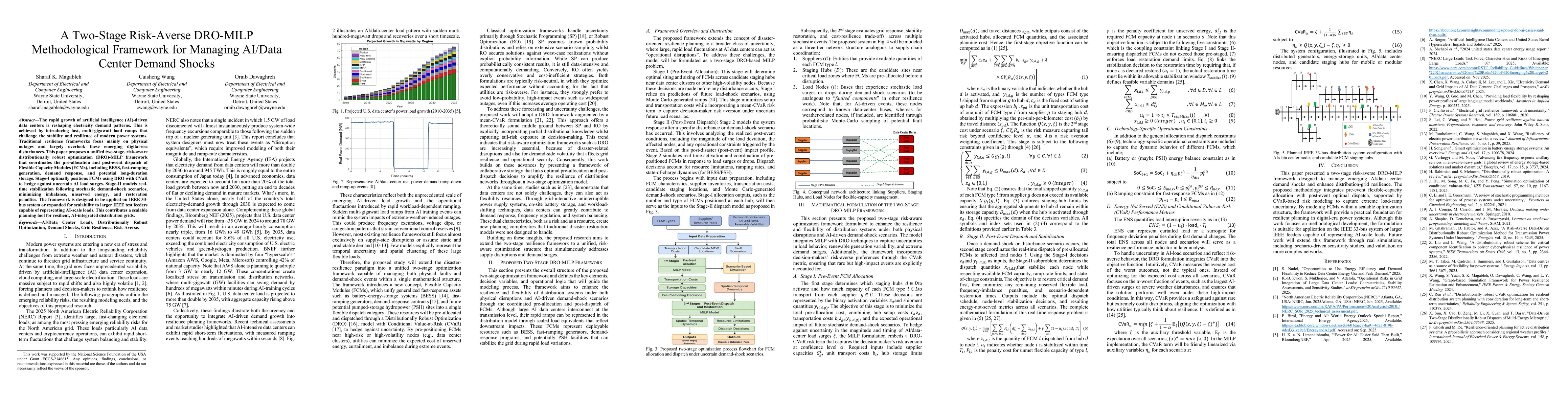 Thumbnail for A Two-Stage Risk-Averse DRO-MILP Methodological Framework for Managing AI/Data Center Demand Shocks