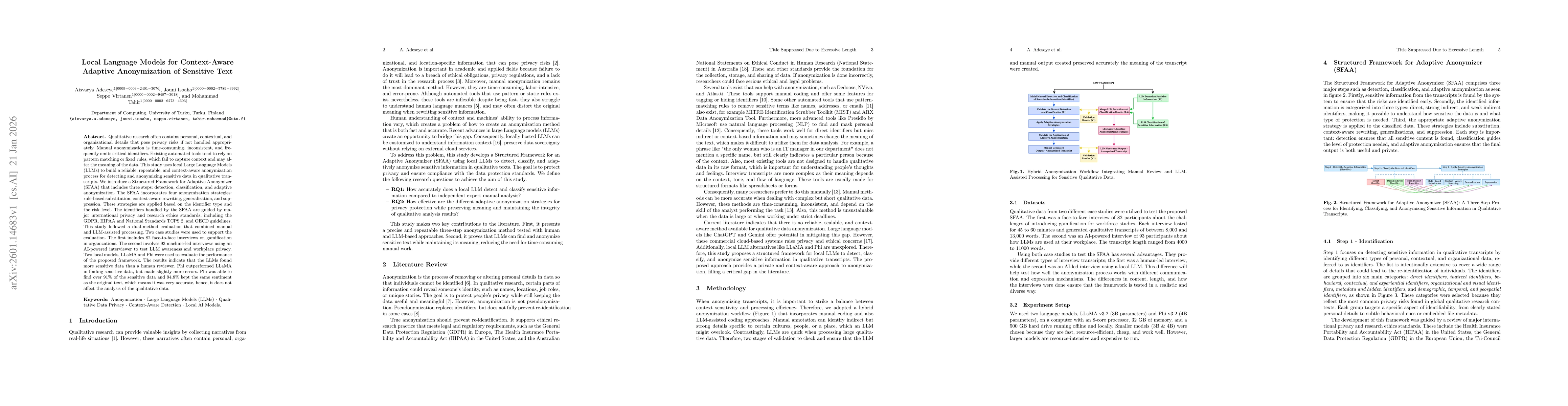Thumbnail for Local Language Models for Context-Aware Adaptive Anonymization of Sensitive Text