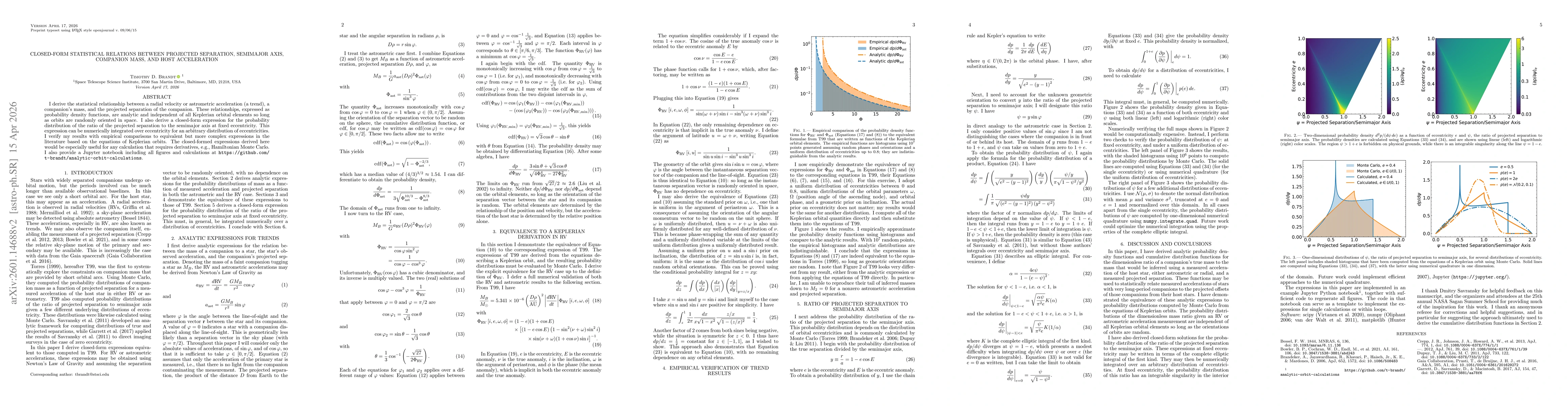 Thumbnail for Closed-Form Statistical Relations Between Projected Separation, Semimajor Axis, Companion Mass, and Host Acceleration