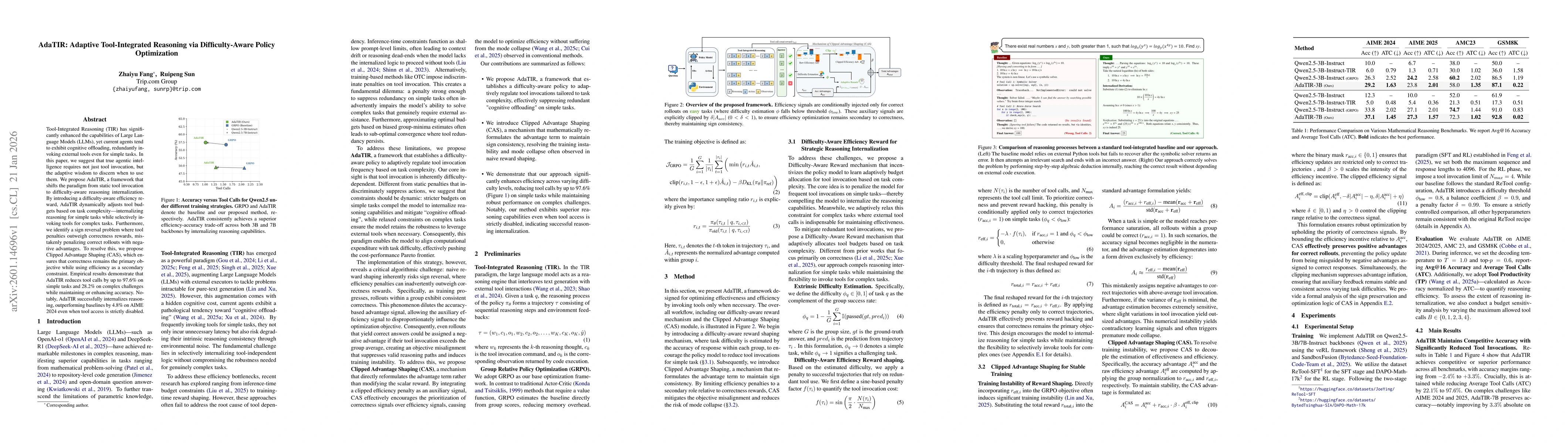 Thumbnail for AdaTIR: Adaptive Tool-Integrated Reasoning via Difficulty-Aware Policy Optimization