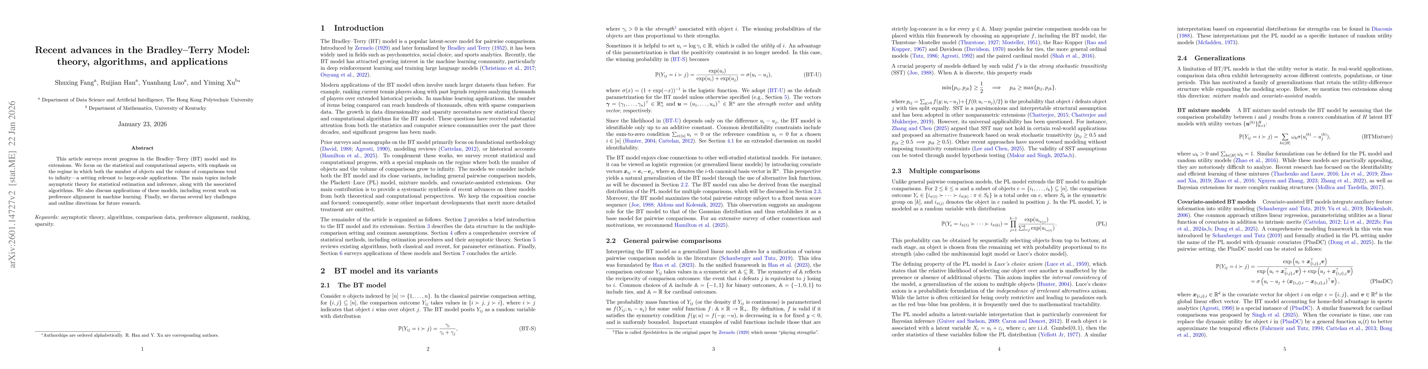 Thumbnail for Recent advances in the Bradley--Terry Model: theory, algorithms, and applications