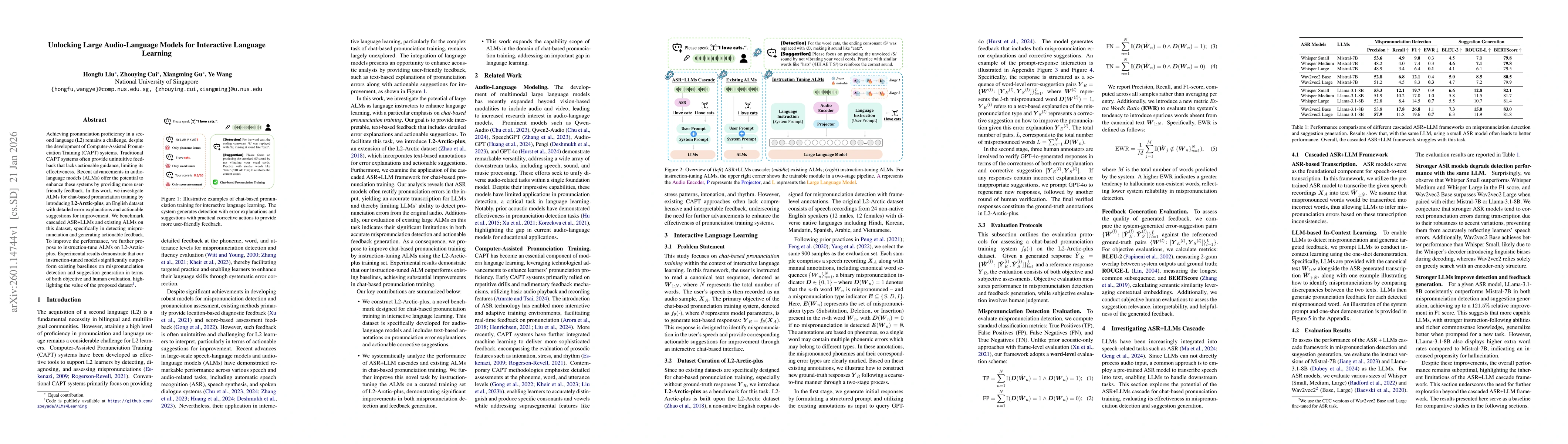 Thumbnail for Unlocking Large Audio-Language Models for Interactive Language Learning
