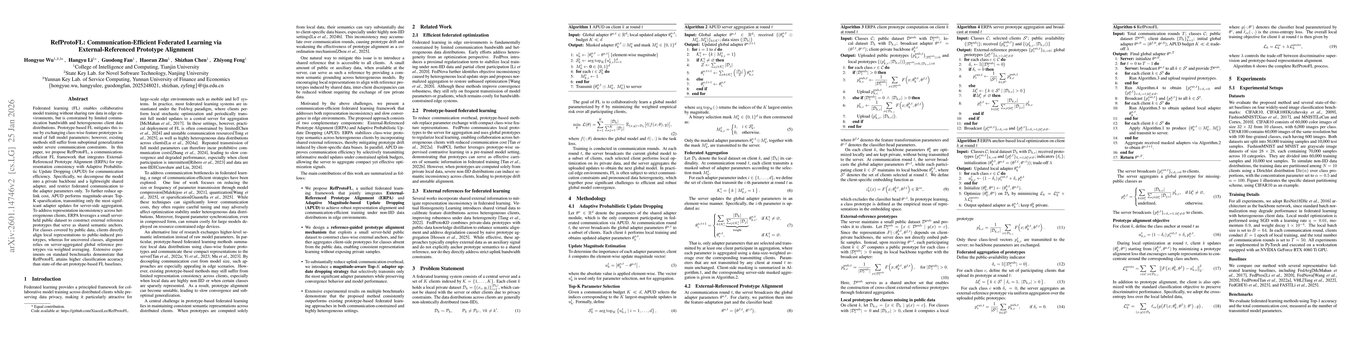 Thumbnail for RefProtoFL: Communication-Efficient Federated Learning via External-Referenced Prototype Alignment