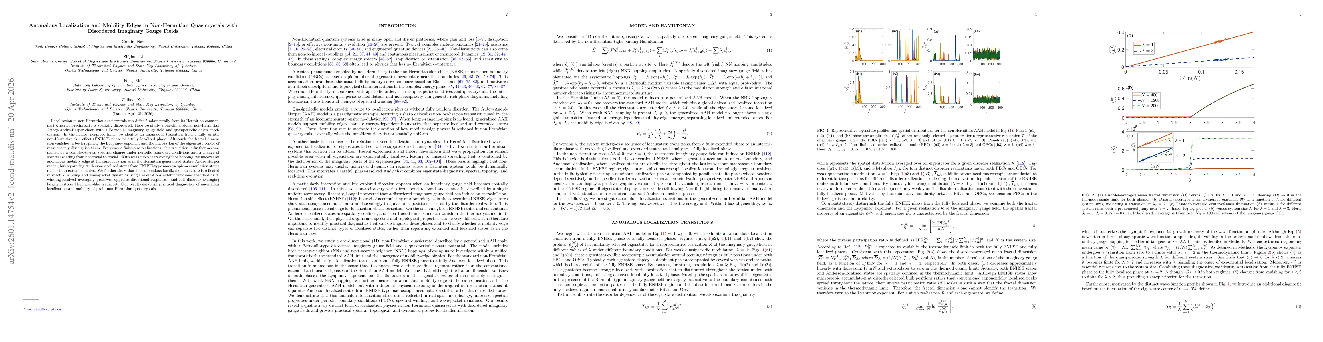 Thumbnail for Anomalous Localization and Mobility Edges in Non-Hermitian Quasicrystals with Disordered Imaginary Gauge Fields