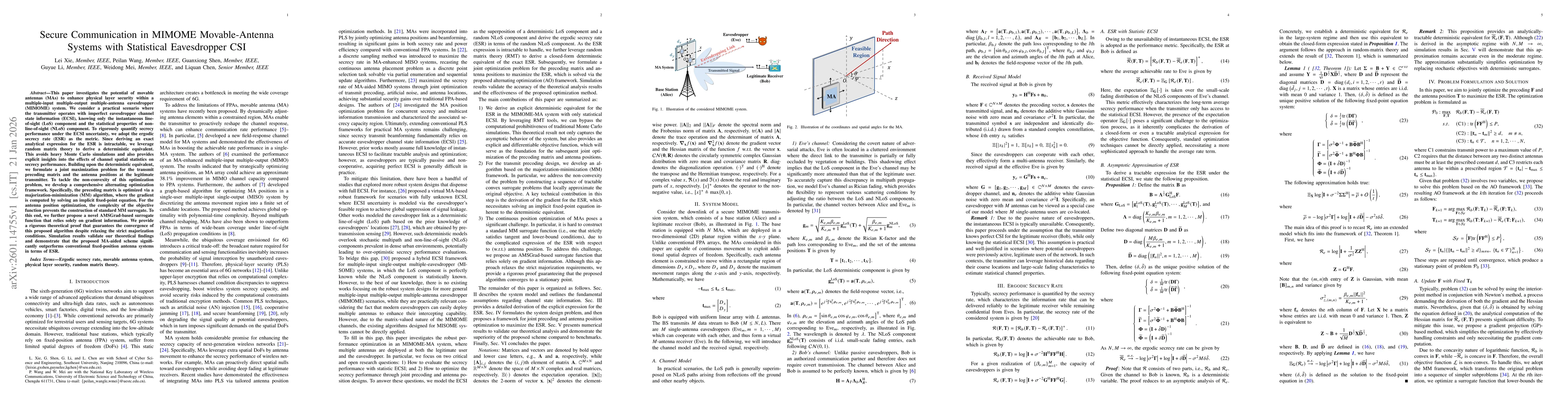 Thumbnail for Secure Communication in MIMOME Movable-Antenna Systems with Statistical Eavesdropper CSI