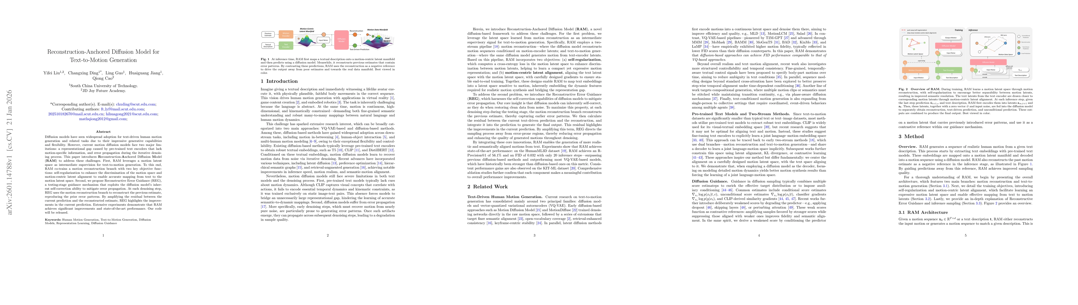 Thumbnail for Reconstruction-Anchored Diffusion Model for Text-to-Motion Generation