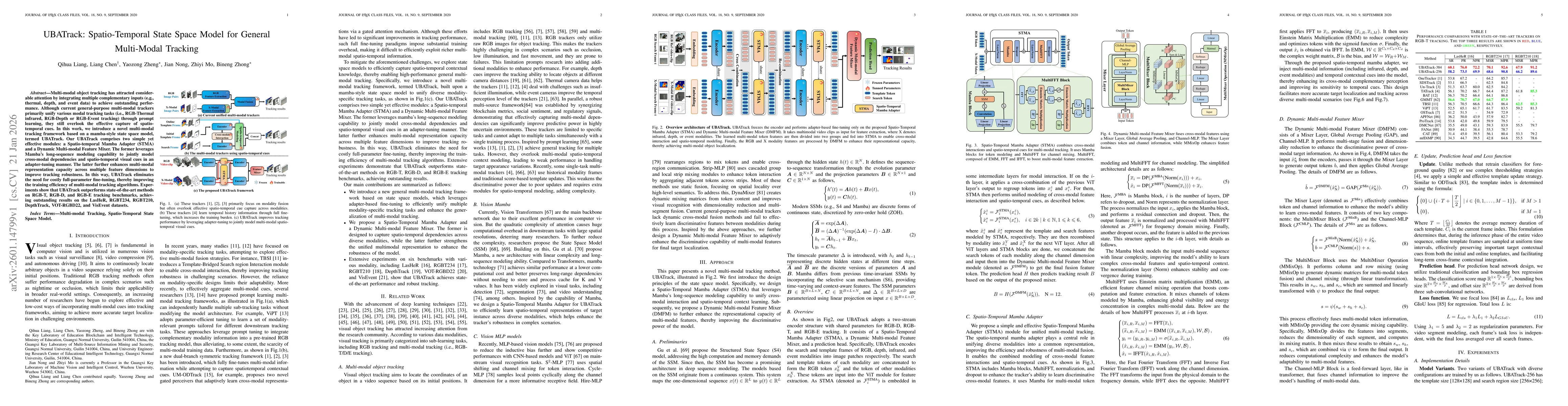 Thumbnail for UBATrack: Spatio-Temporal State Space Model for General Multi-Modal Tracking