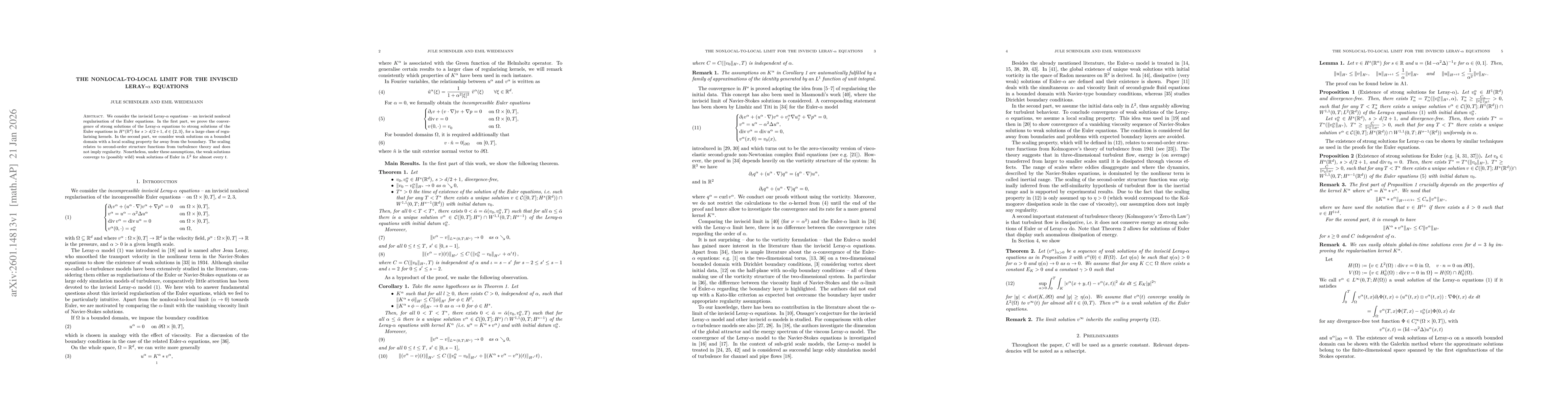 Thumbnail for The Nonlocal-to-Local Limit for the Inviscid Leray-α Equations