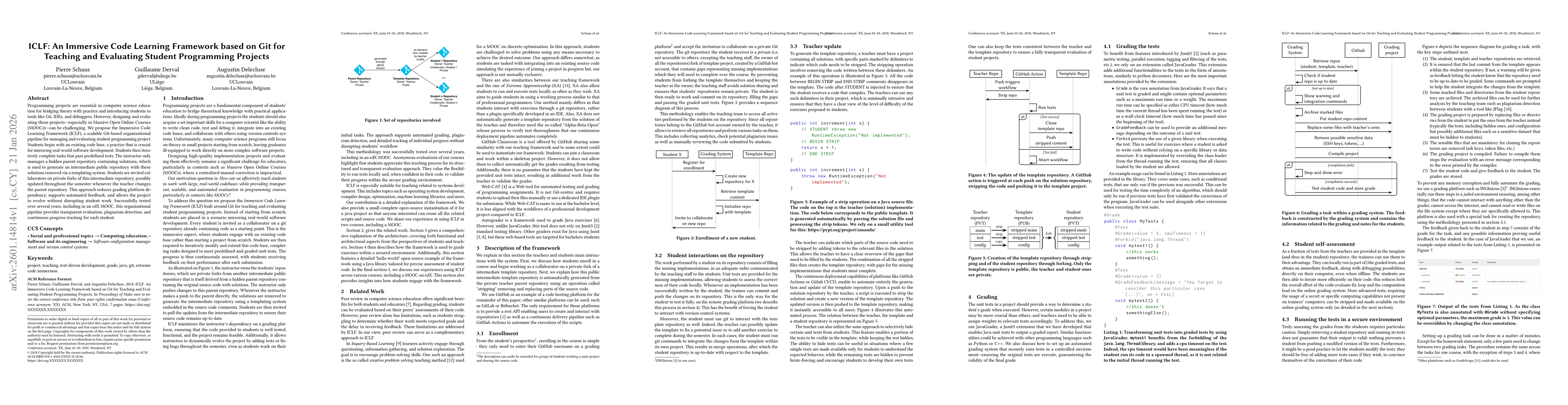 Thumbnail for ICLF: An Immersive Code Learning Framework based on Git for Teaching and Evaluating Student Programming Projects