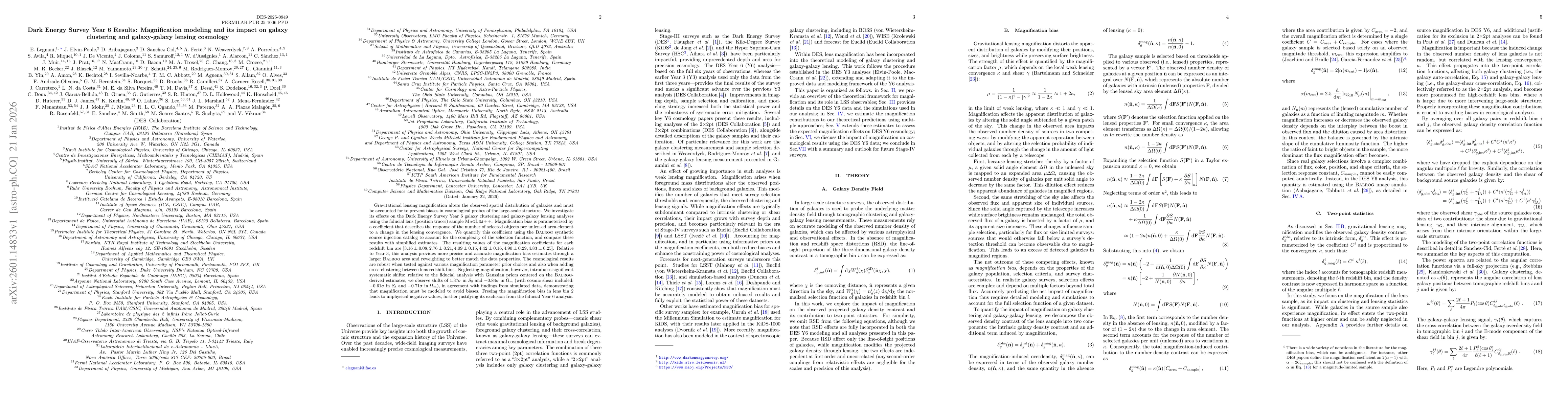 Thumbnail for Dark Energy Survey Year 6 Results: Magnification modeling and its impact on galaxy clustering and galaxy-galaxy lensing cosmology