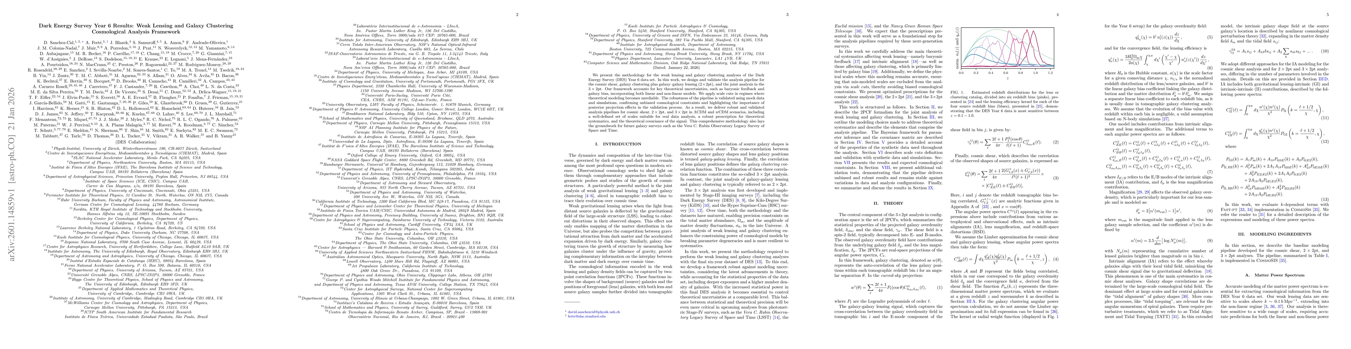 Thumbnail for Dark Energy Survey Year 6 Results: Weak Lensing and Galaxy Clustering Cosmological Analysis Framework
