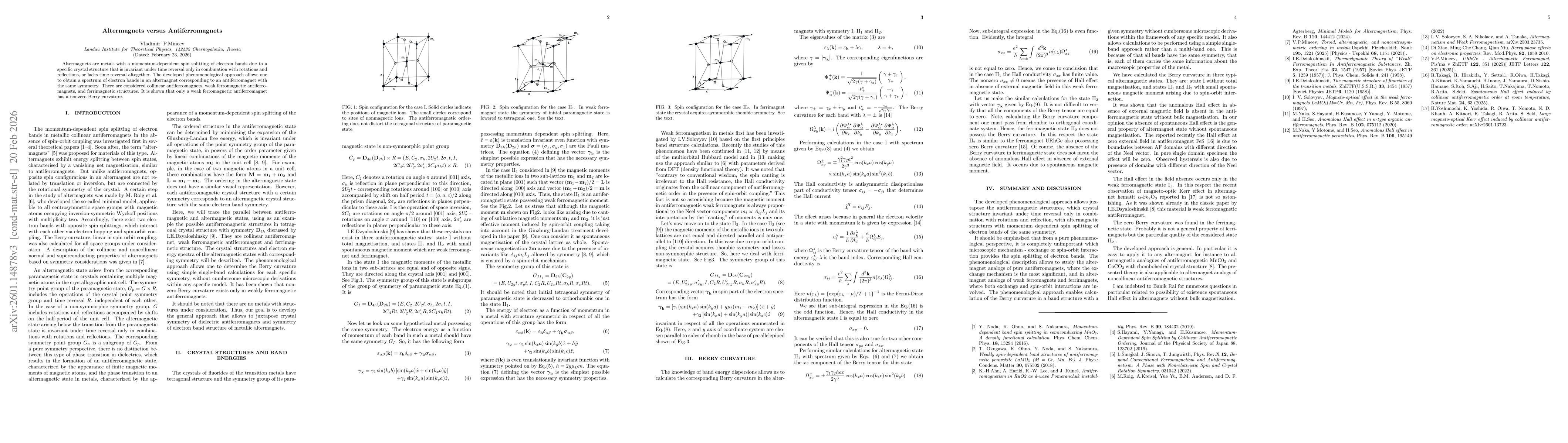 Thumbnail for Altermagnets versus Antiferromagnets
