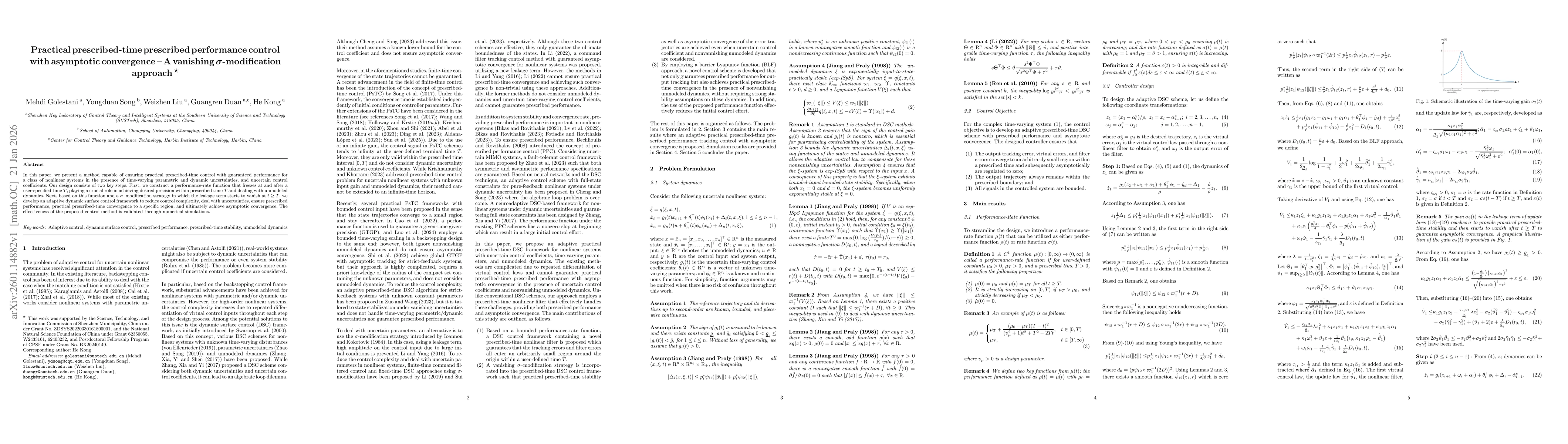 Thumbnail for Practical prescribed-time prescribed performance control with asymptotic convergence - A vanishing sigma-modification approach