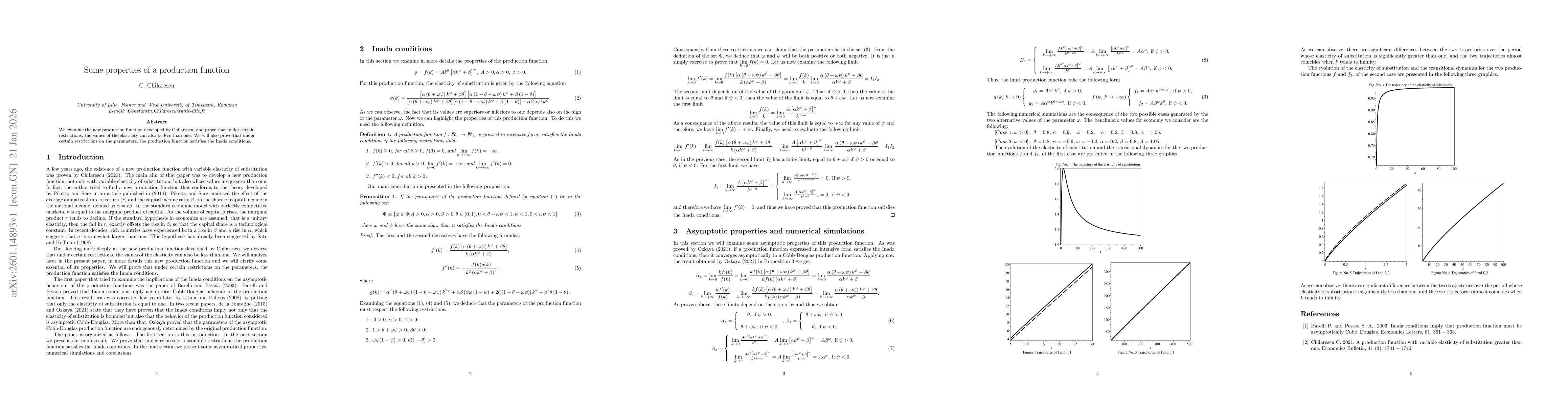 Thumbnail for Some properties of a production function