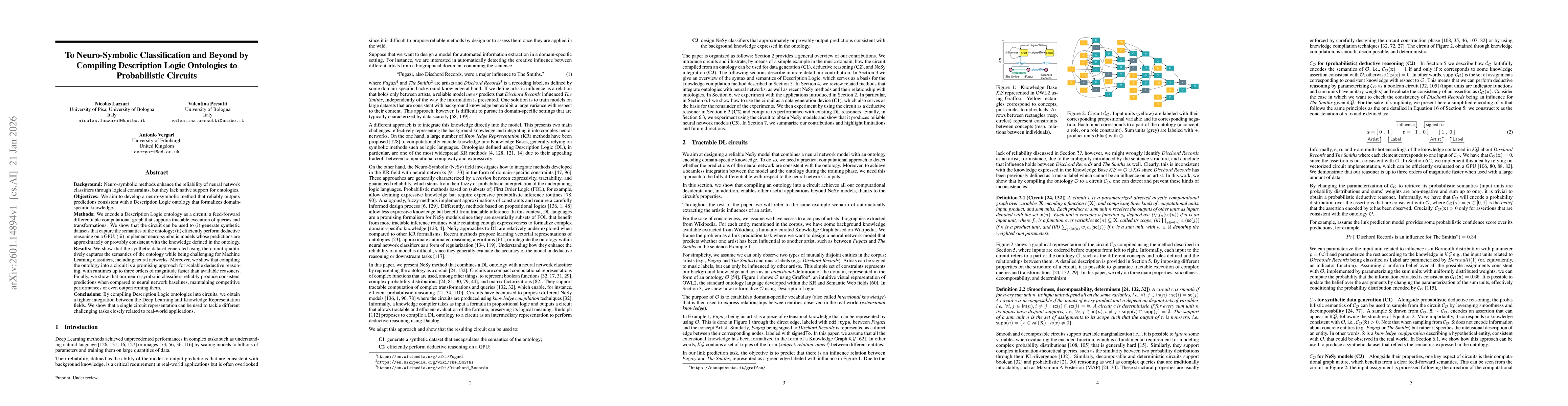 Thumbnail for To Neuro-Symbolic Classification and Beyond by Compiling Description Logic Ontologies to Probabilistic Circuits
