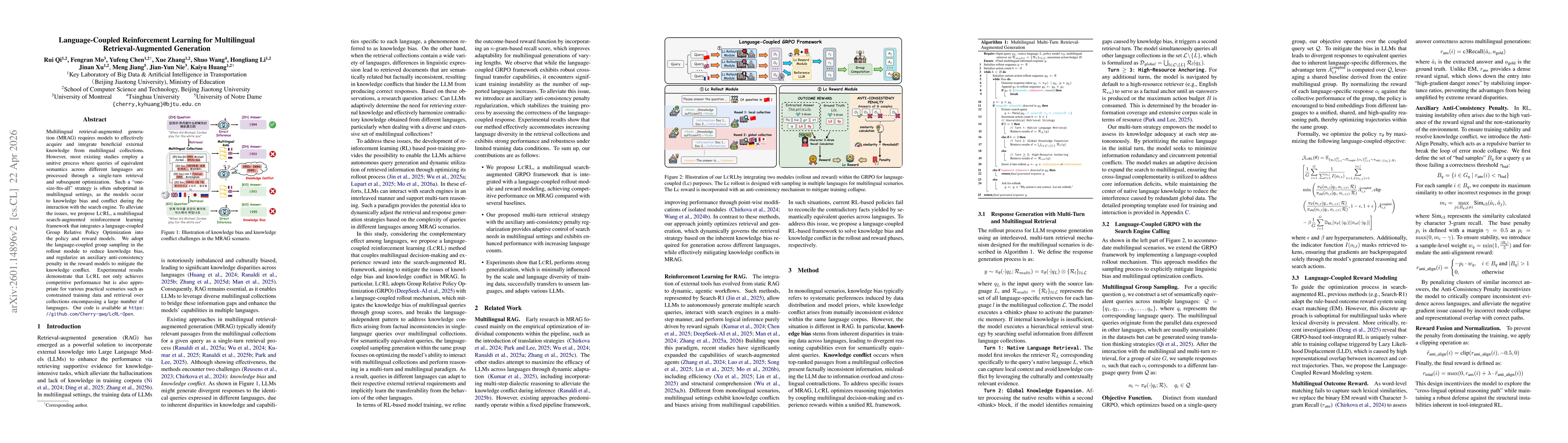 Thumbnail for Language-Coupled Reinforcement Learning for Multilingual Retrieval-Augmented Generation