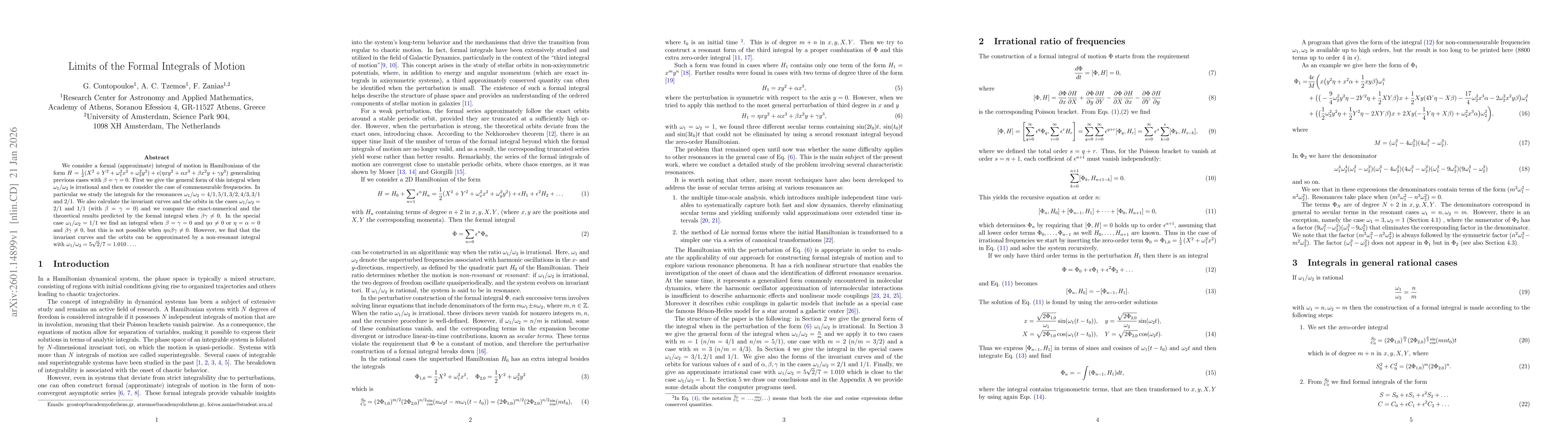 Thumbnail for Limits of the Formal Integrals of Motion