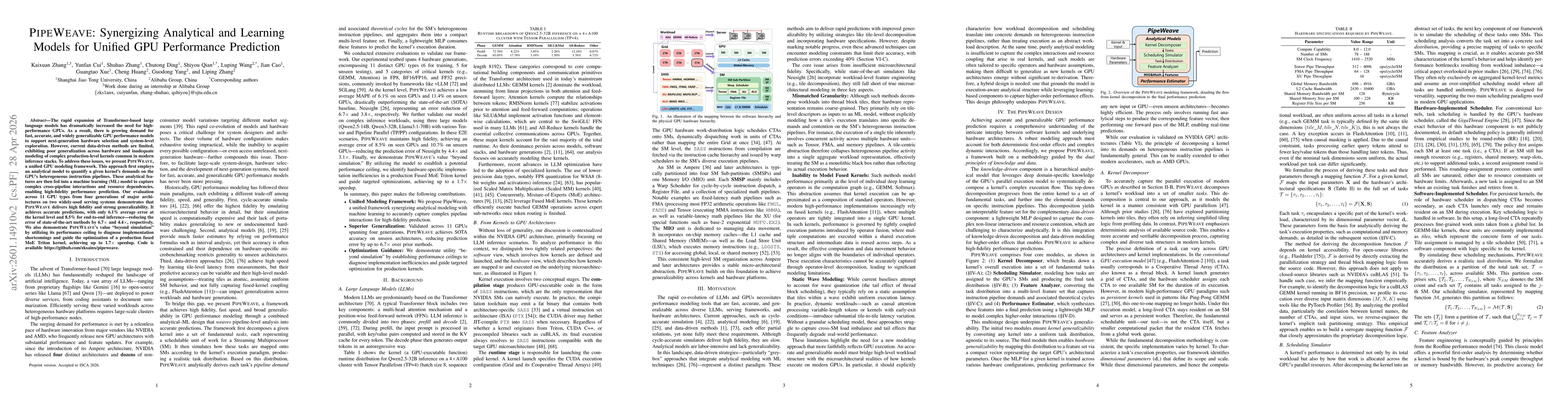 Thumbnail for SynPerf: A Hybrid Analytical-ML Framework for GPU Performance Prediction