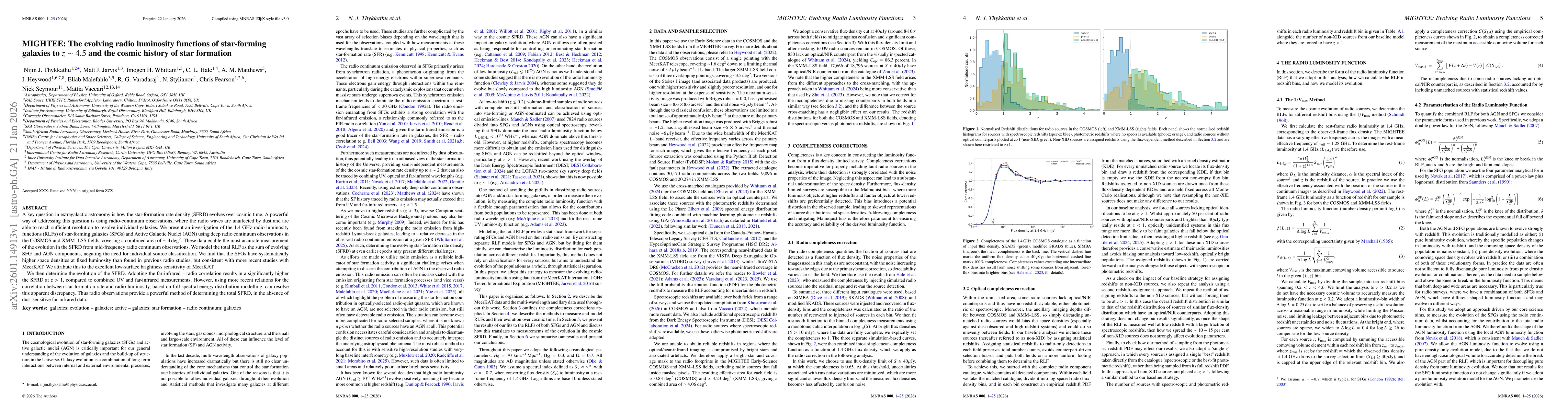 Thumbnail for MIGHTEE: The evolving radio luminosity functions of star-forming galaxies to $z\sim 4.5$ and the cosmic history of star formation