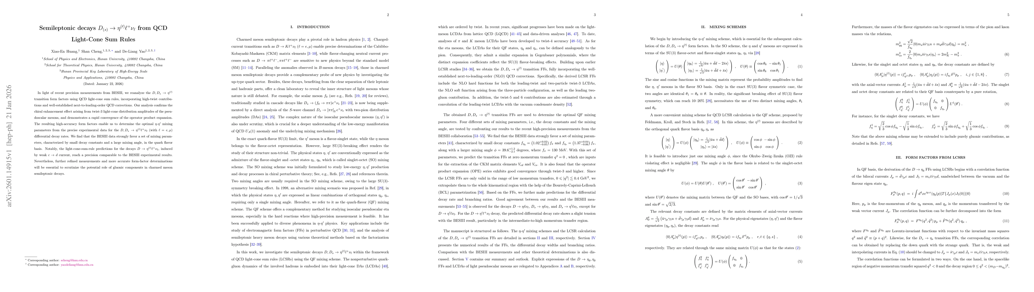 Thumbnail for Semileptonic decays $D_{(s)} \to η^{(\prime)} \ell^+ ν_\ell$ from QCD Light-Cone Sum Rules