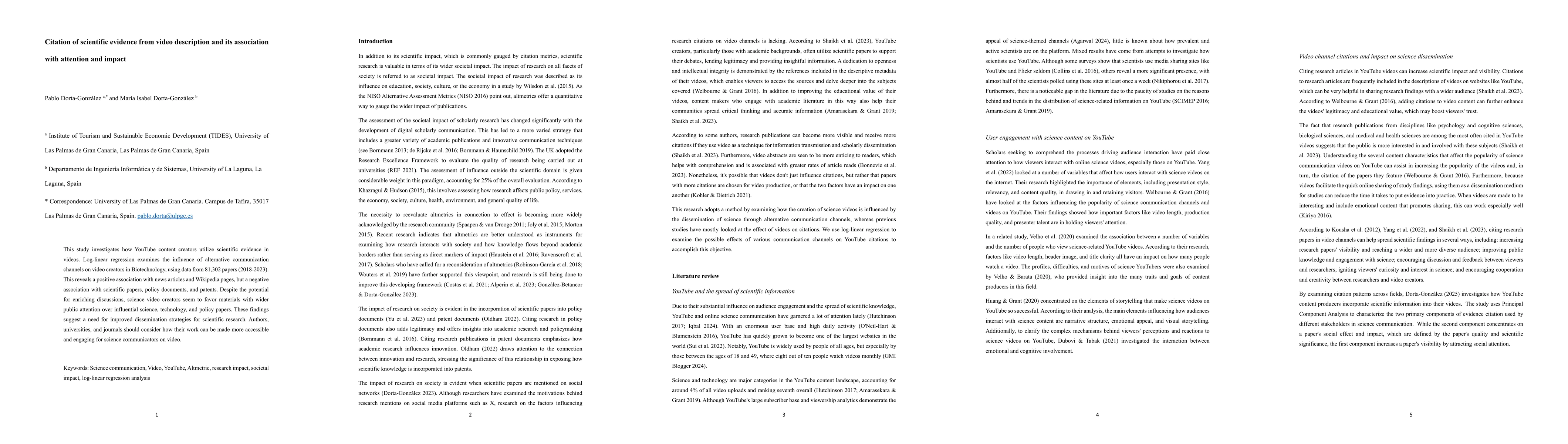 Thumbnail for Citation of scientific evidence from video description and its association with attention and impact