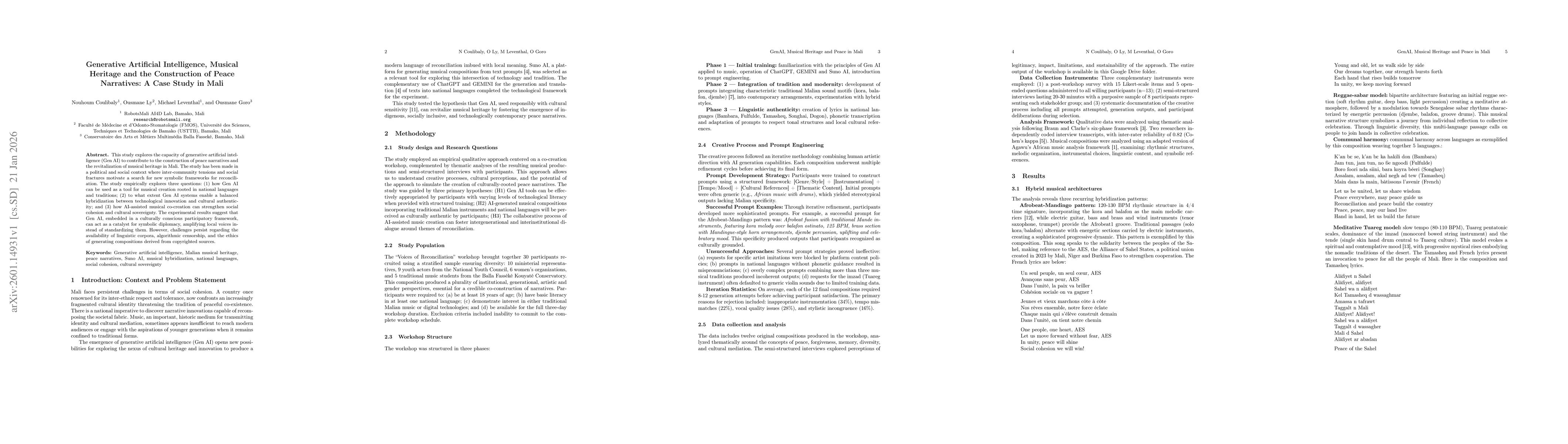 Thumbnail for Generative Artificial Intelligence, Musical Heritage and the Construction of Peace Narratives: A Case Study in Mali