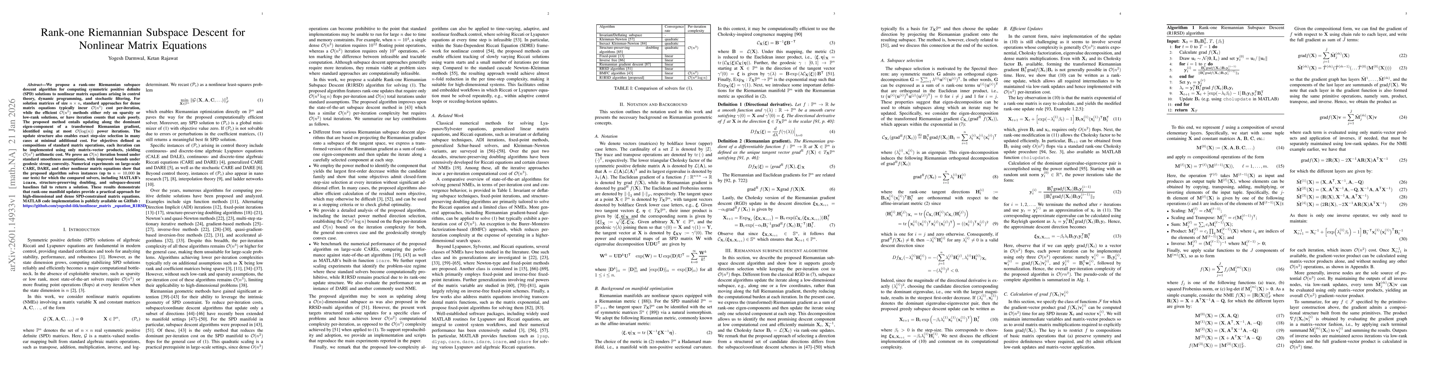 Thumbnail for Rank-one Riemannian Subspace Descent for Nonlinear Matrix Equations