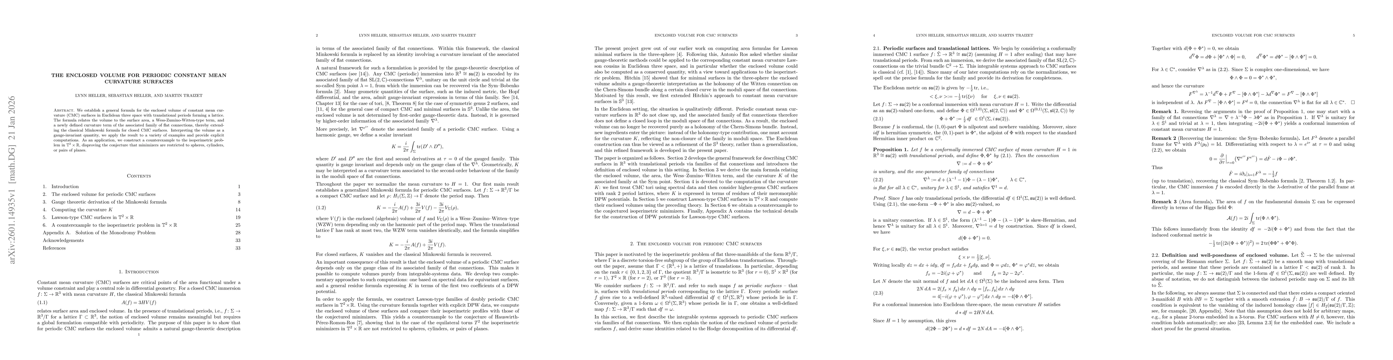 Thumbnail for The Enclosed Volume for Periodic Constant Mean Curvature Surfaces