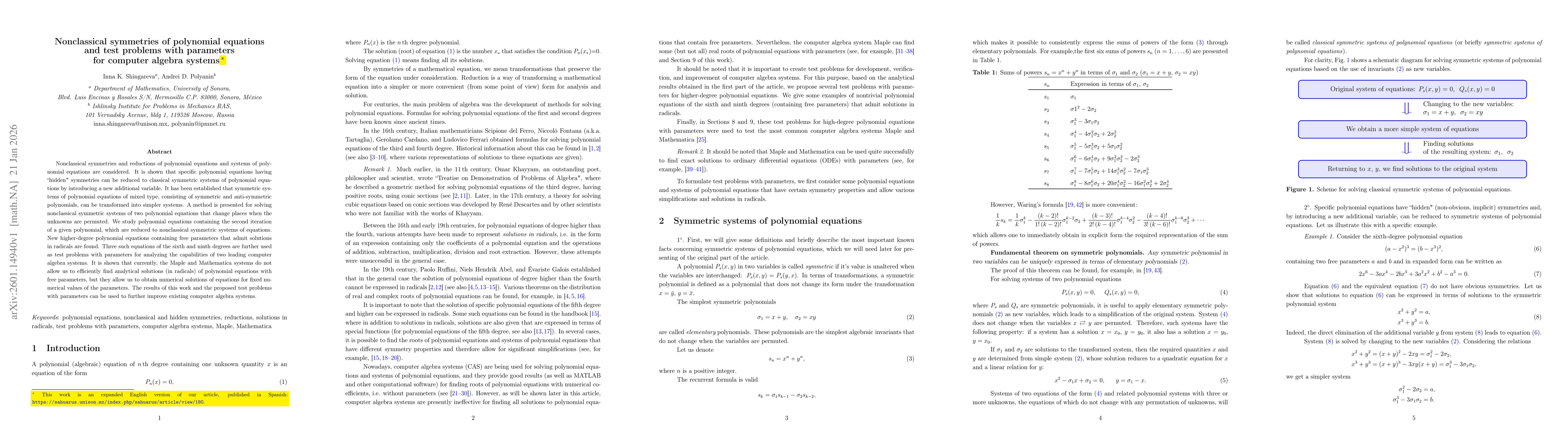 Thumbnail for Nonclassical symmetries of polynomial equations and test problems with parameters for computer algebra systems