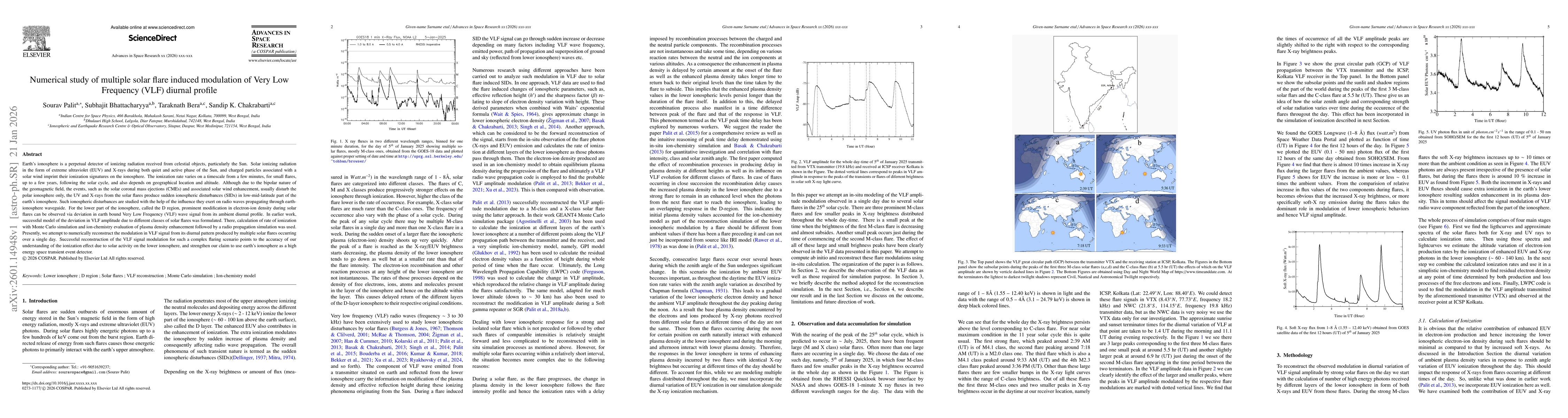 Thumbnail for Numerical study of multiple solar flare induced modulation of Very Low Frequency (VLF) diurnal profile