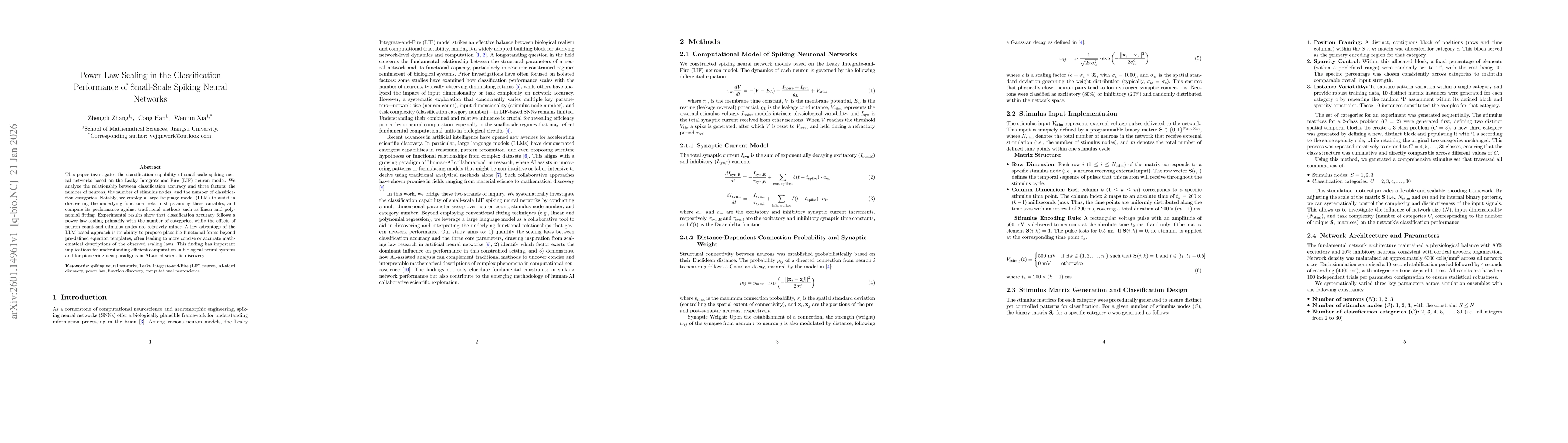 Thumbnail for Power-Law Scaling in the Classification Performance of Small-Scale Spiking Neural Networks