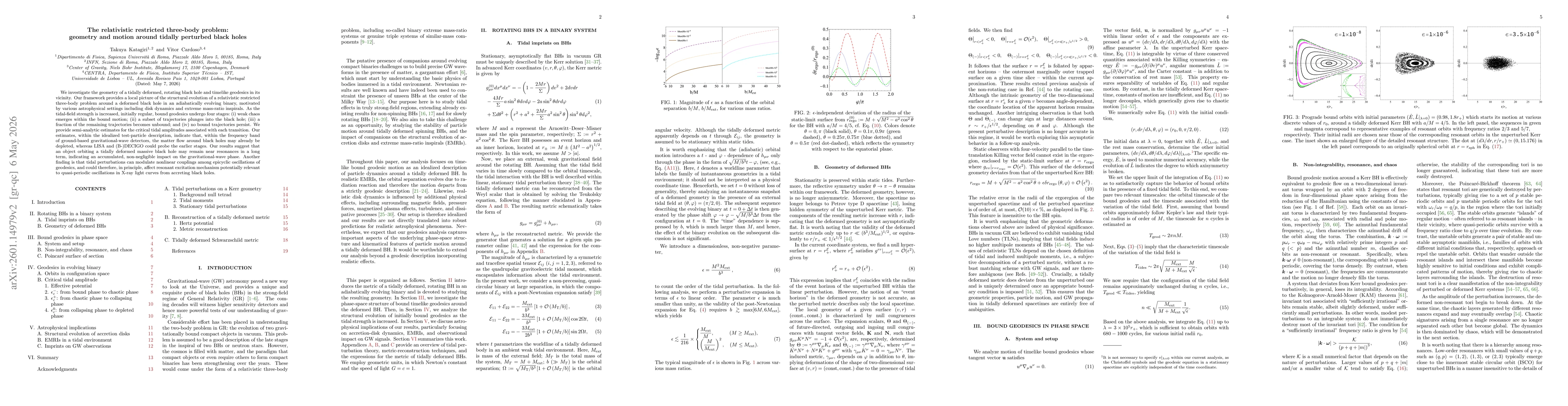 Thumbnail for The relativistic restricted three-body problem: geometry and motion around tidally perturbed black holes