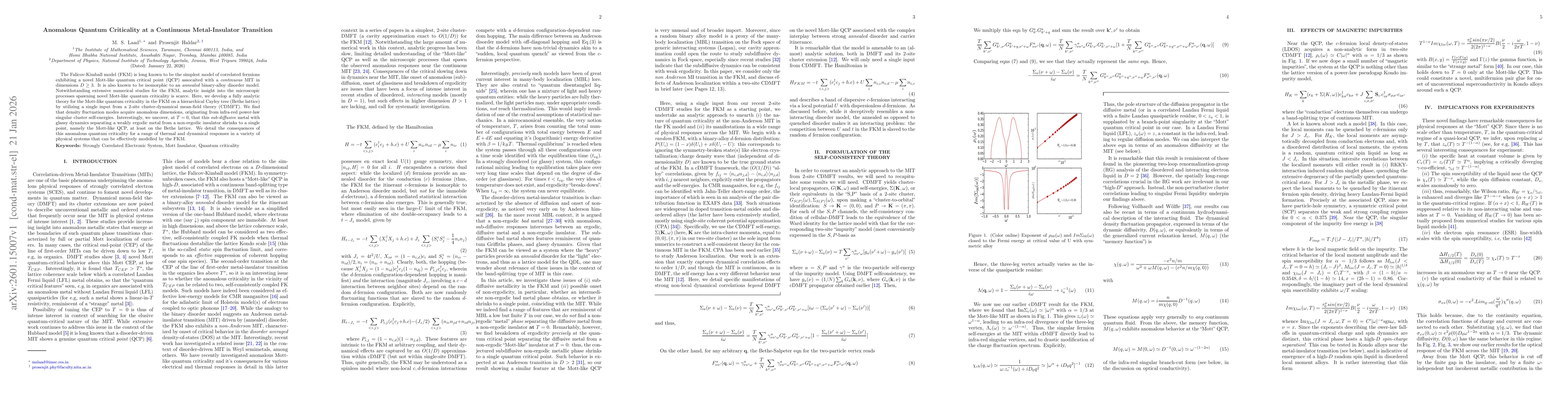 Thumbnail for Anomalous Quantum Criticality at a Continuous Metal-Insulator Transition