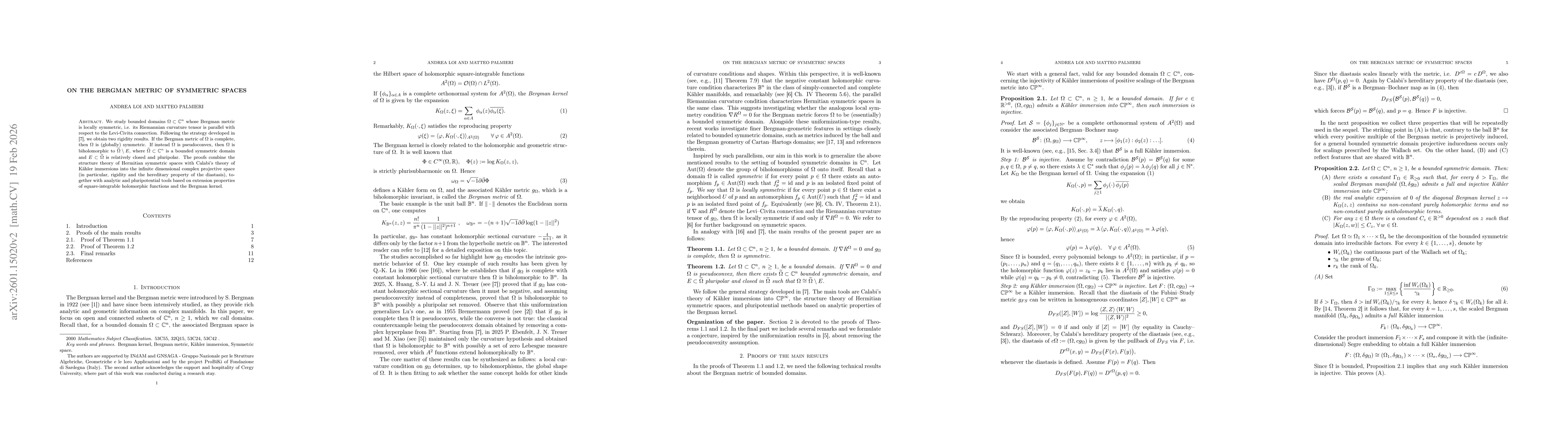 Thumbnail for On the Bergman metric of symmettric spaces