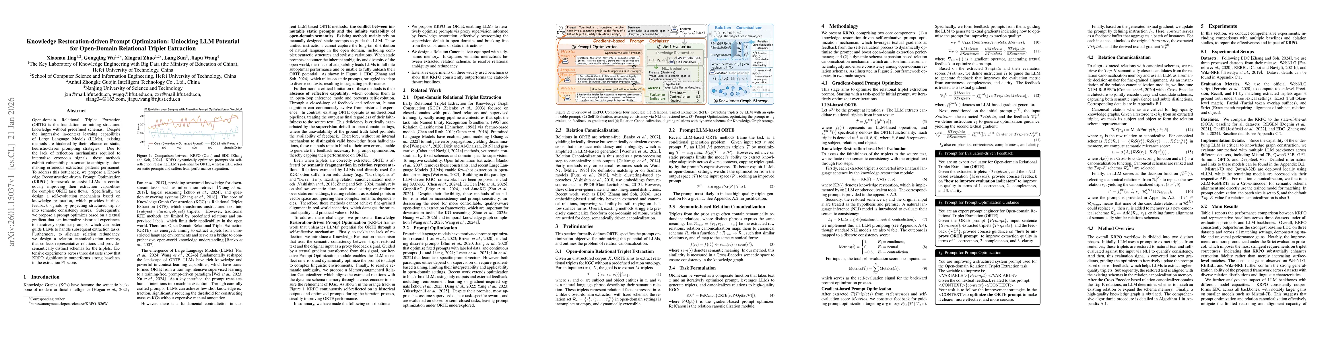 Thumbnail for Knowledge Restoration-driven Prompt Optimization: Unlocking LLM Potential for Open-Domain Relational Triplet Extraction