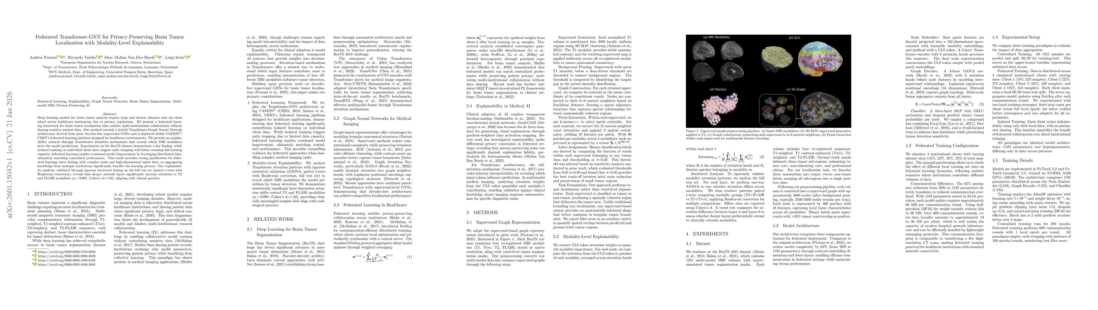 Thumbnail for Federated Transformer-GNN for Privacy-Preserving Brain Tumor Localization with Modality-Level Explainability