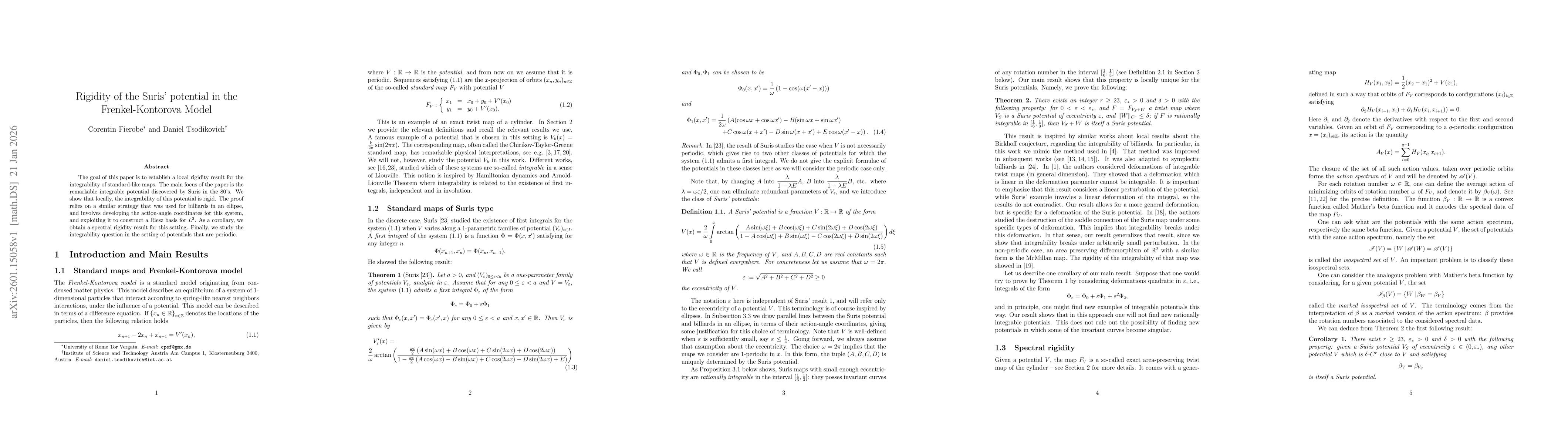 Thumbnail for Rigidity of the Suris' potential in the Frenkel-Kontorova Model