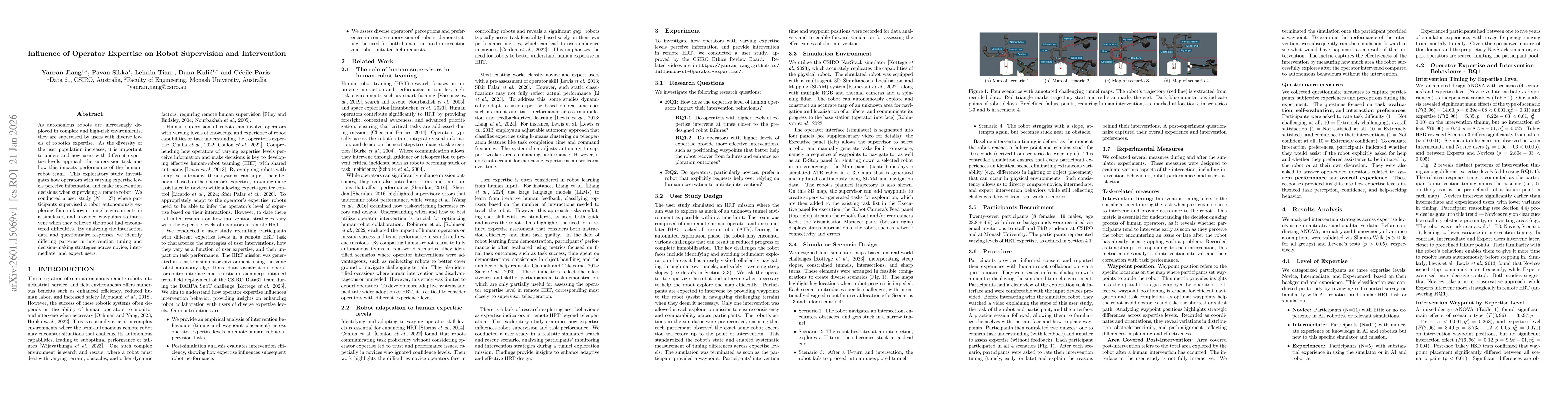 Thumbnail for Influence of Operator Expertise on Robot Supervision and Intervention