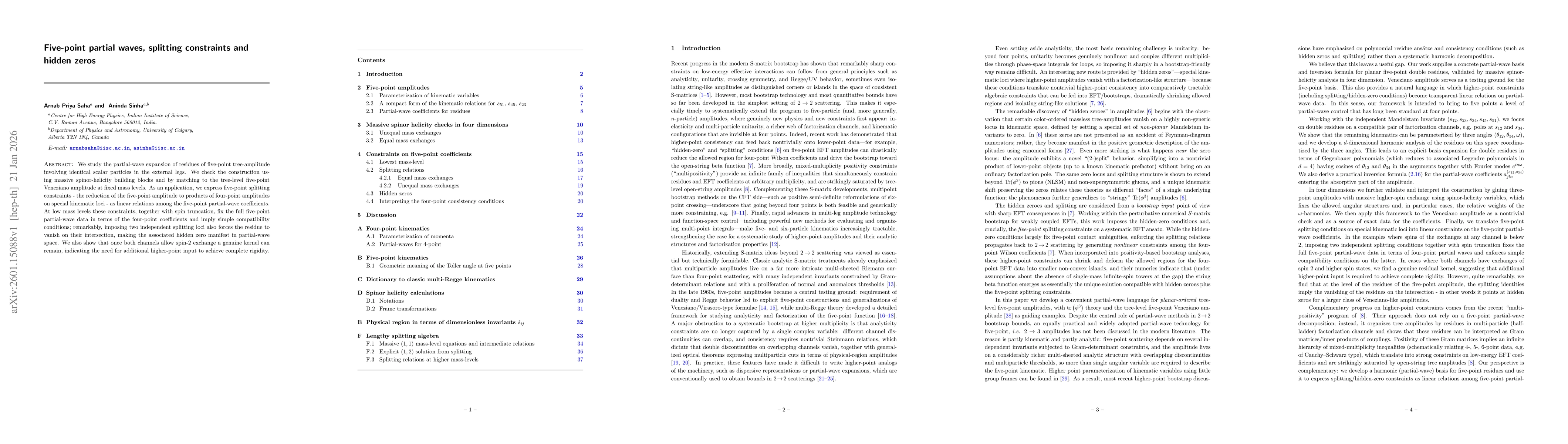 Thumbnail for Five-point partial waves, splitting constraints and hidden zeros