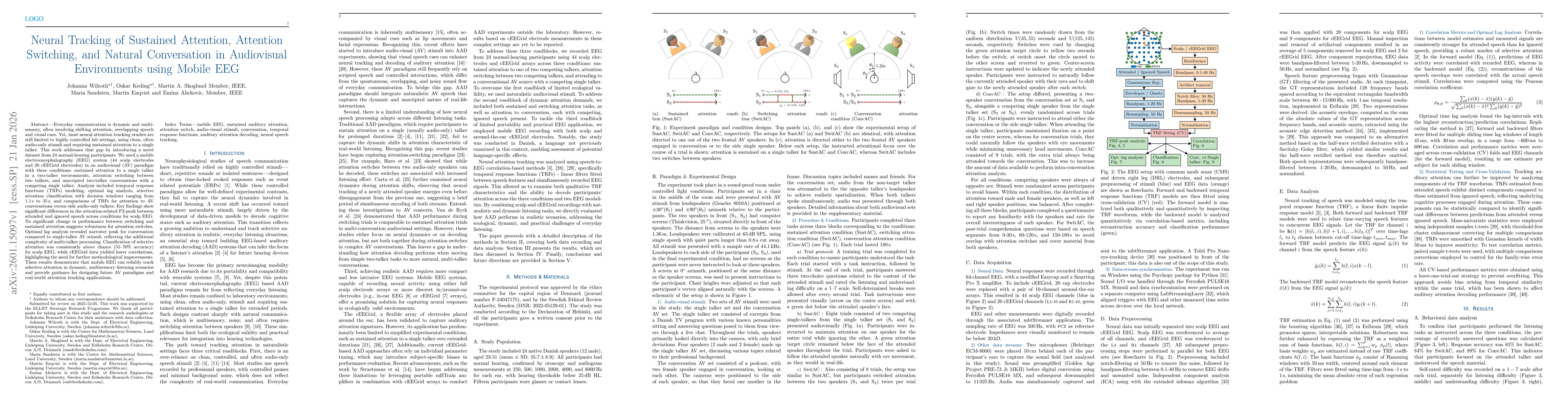 Thumbnail for Neural Tracking of Sustained Attention, Attention Switching, and Natural Conversation in Audiovisual Environments using Mobile EEG