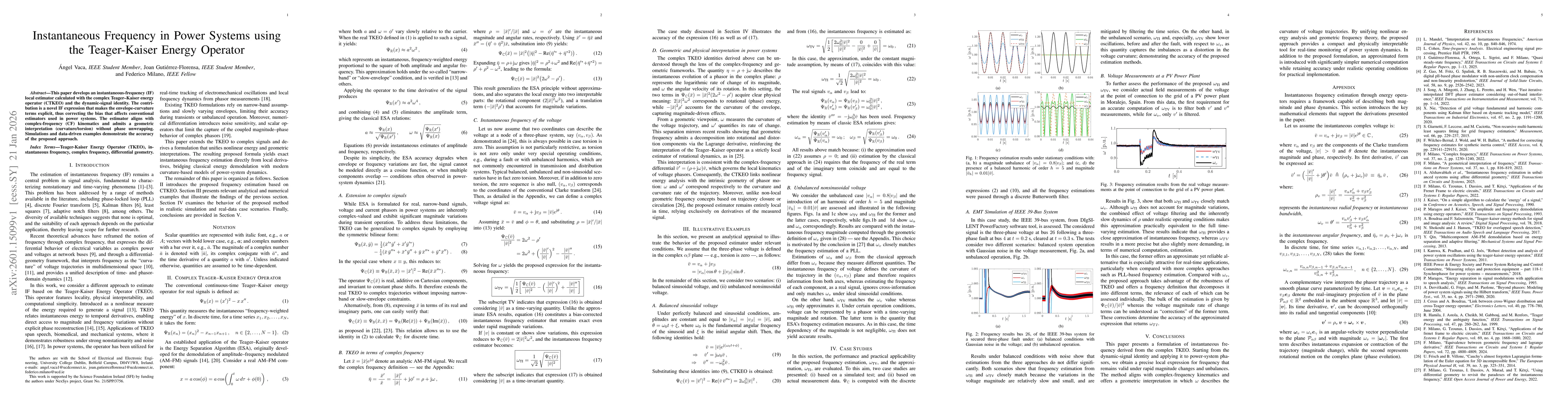 Thumbnail for Instantaneous Frequency in Power Systems using the Teager-Kaiser Energy Operator