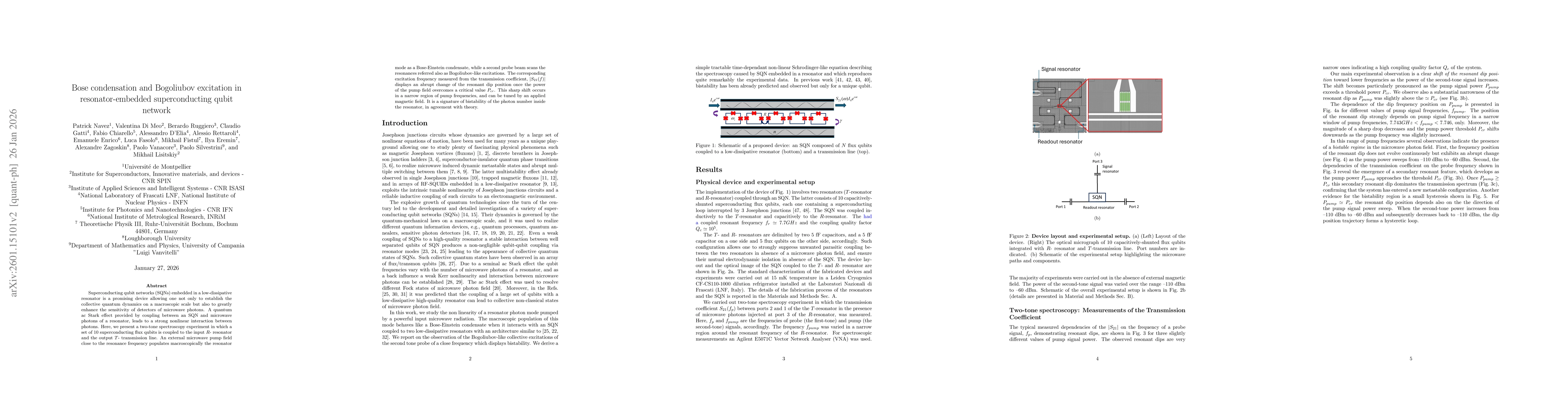 Thumbnail for Bose condensation and Bogoliubov excitation in resonator-embedded superconducting qubit network