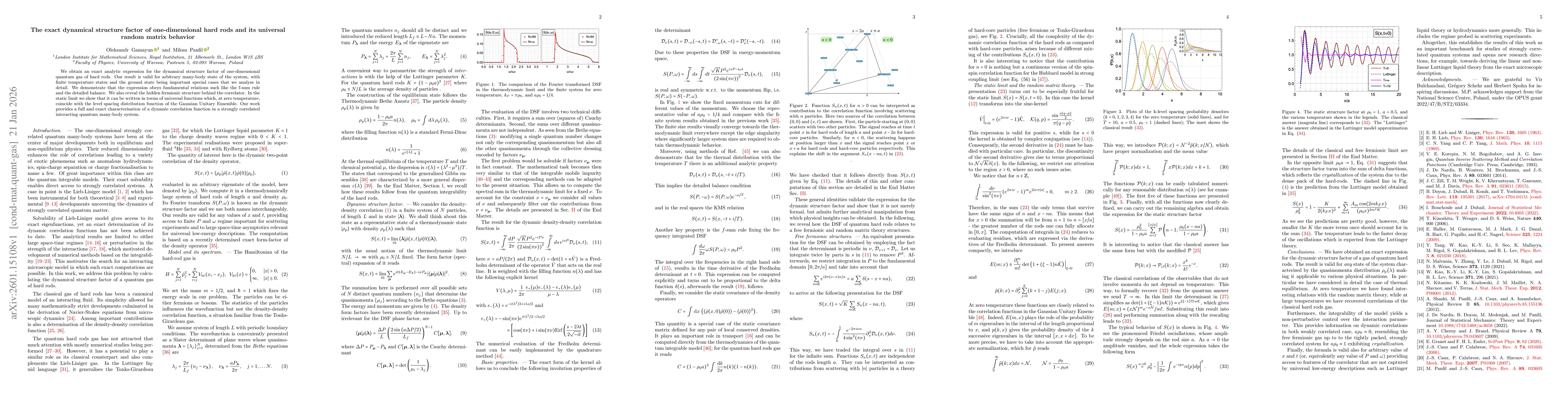 Thumbnail for The exact dynamical structure factor of one-dimensional hard rods and its universal random matrix behavior