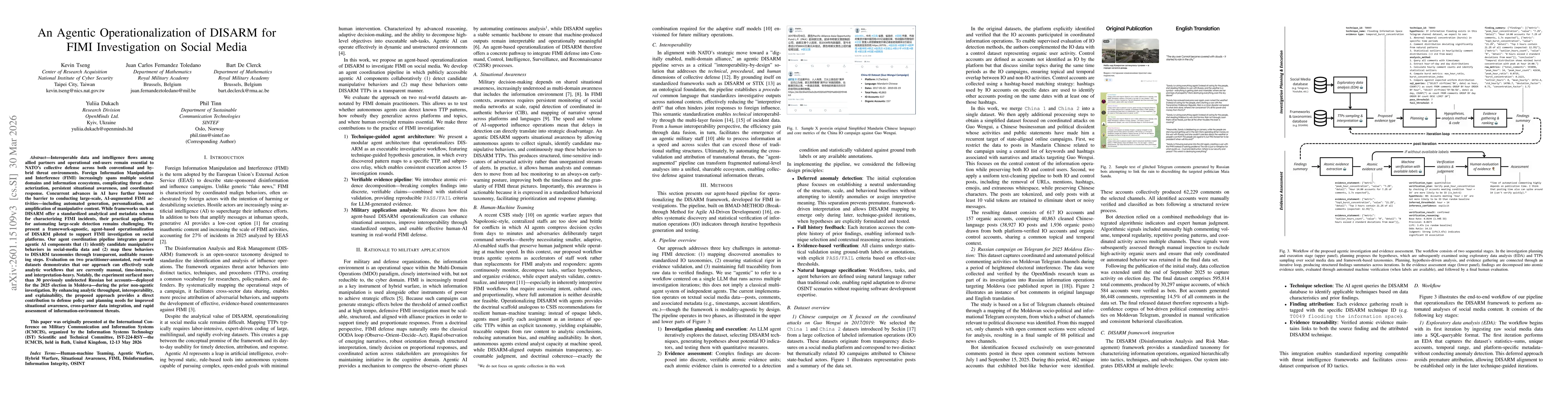 Thumbnail for An Agentic Operationalization of DISARM for FIMI Investigation on Social Media