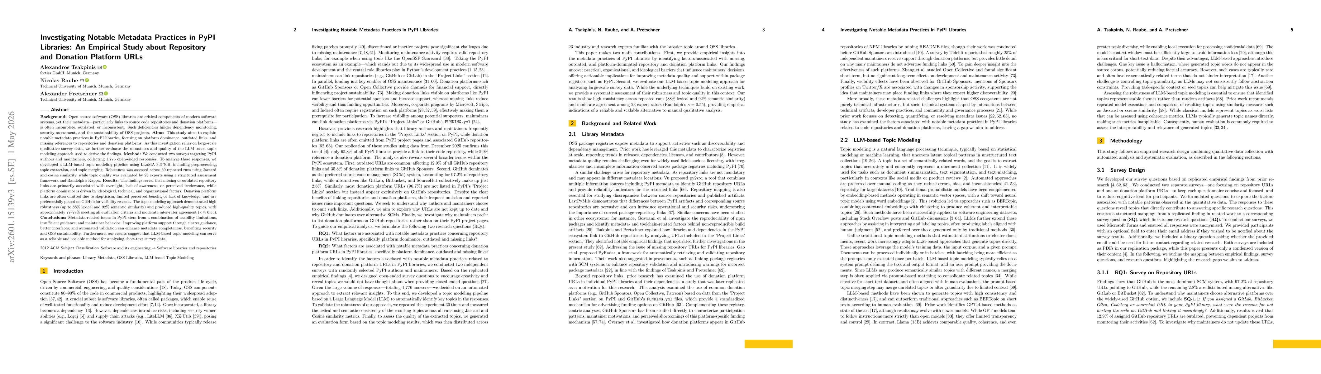 Thumbnail for Why Authors and Maintainers Link (or Don't Link) Their PyPI Libraries to Code Repositories and Donation Platforms