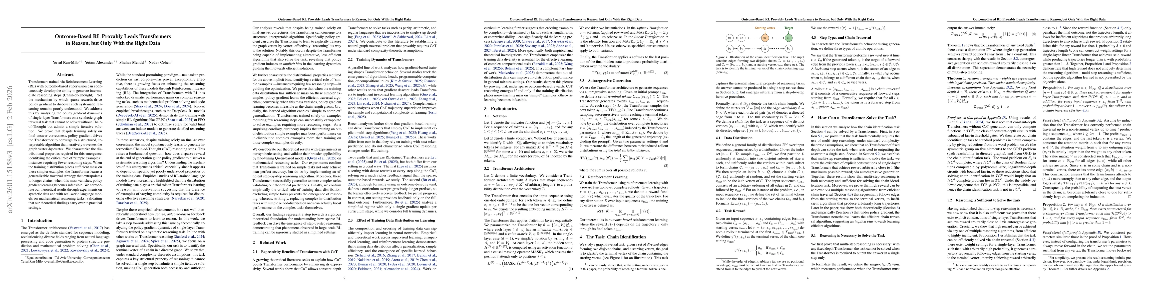 Thumbnail for Outcome-Based RL Provably Leads Transformers to Reason, but Only With the Right Data