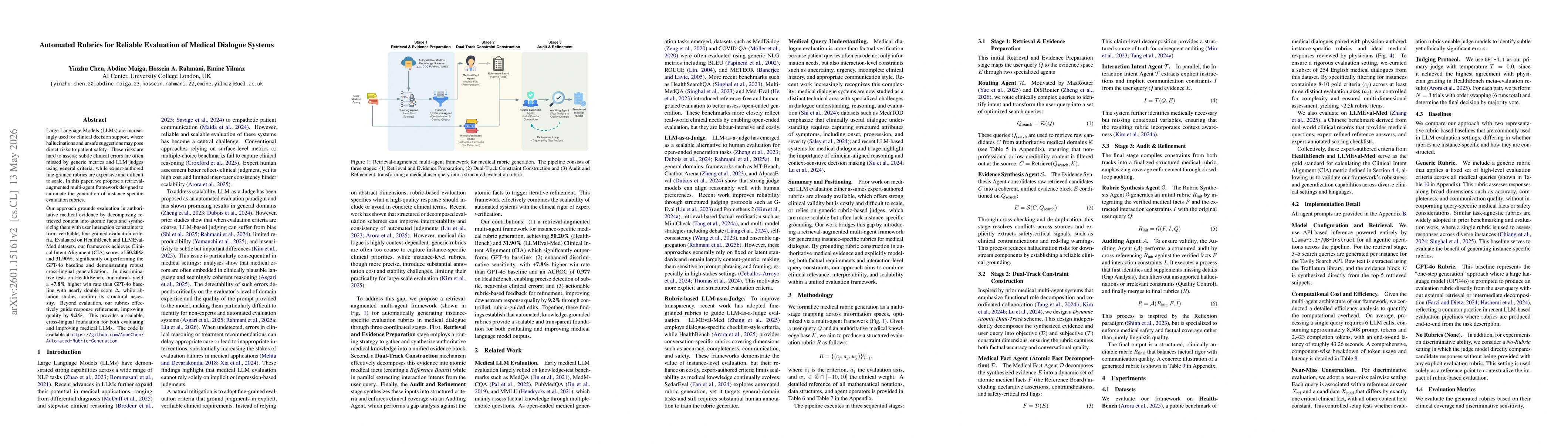 Thumbnail for Automated Rubrics for Reliable Evaluation of Medical Dialogue Systems