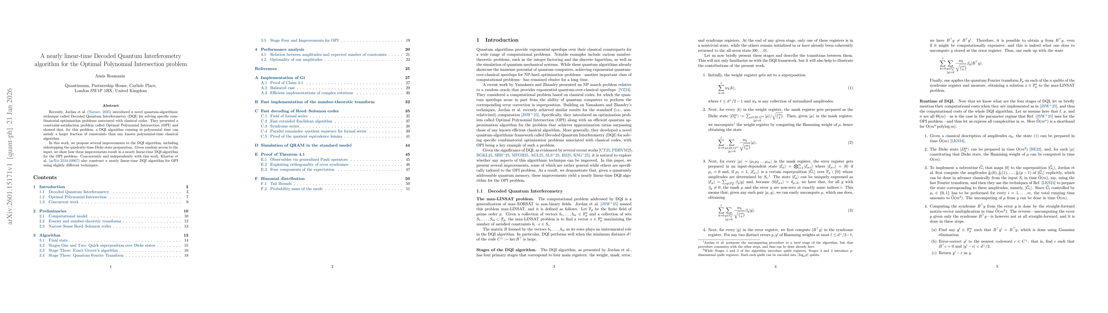 Thumbnail for A nearly linear-time Decoded Quantum Interferometry algorithm for the Optimal Polynomial Intersection problem