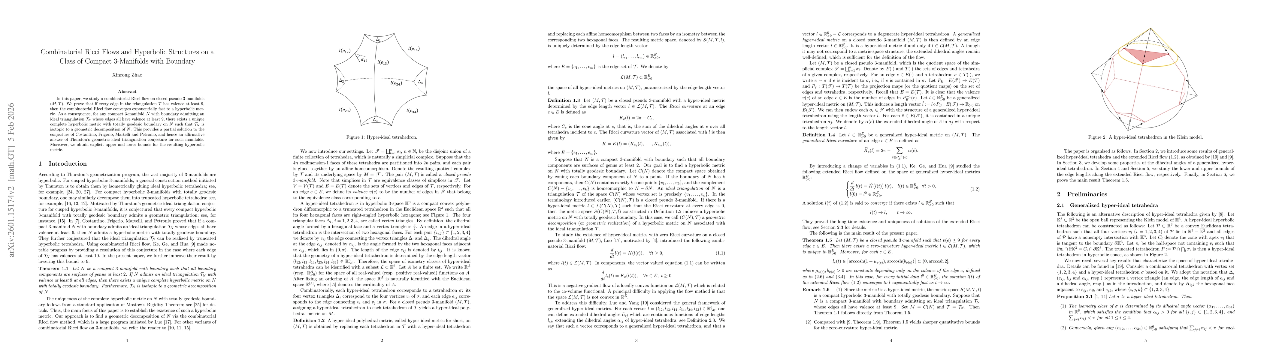 Thumbnail for Combinatorial Ricci Flows and Hyperbolic Structures on a Class of Compact $3$-Manifolds with Boundary